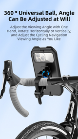 Black Bicycle Waterproof Phone Holder - Handlebar Mount with Sensitive Touch Screen, Anti-Drop & 360° Rotation Case for Navigation (Up to 7-inch Phones) - Side View