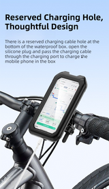 Black Bicycle Waterproof Phone Holder - Handlebar Mount with Sensitive Touch Screen, Anti-Drop & 360° Rotation Case for Navigation (Up to 7-inch Phones) - Rear View