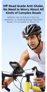 Black Bicycle Waterproof Phone Holder - Handlebar Mount with Sensitive Touch Screen, Anti-Drop & 360° Rotation Case for Navigation (Up to 7-inch Phones) - Close-Up Angle