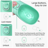 Green Portable Dog Water Bottle and Drink Feeder - 550ml Pet Travel Water Cup for Walking, Hiking & Outdoor Use (High-Temperature Resistant) - Front View