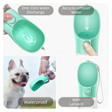 Green Portable Dog Water Bottle and Drink Feeder - 550ml Pet Travel Water Cup for Walking, Hiking & Outdoor Use (High-Temperature Resistant) - Side View