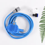 2-in-1 Pet Bathing Tool With Faucet Adapter & 2.2m Long Reach - Convenient Grooming System, Silicone Massage Shower Sprayer & Brush Head for Dogs and Cats - Front View
