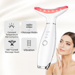 Pink Color Light Therapy Beauty Tool and Neck Massager -  Essence Infusion Device for Lifting, Firming, Hydration & Skin Rejuvenation