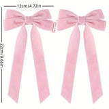 Luxury Velvet Bow Hair Clip Set (10 Pcs) - Simple Fashion Accessory for Princess Outfits and Party Decoration - Rear View