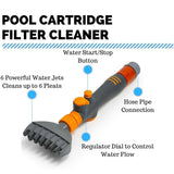 Handheld Pool Filter Cartridge Cleaning Brush - Essential Cleaning Accessory for Swimming Pools and Spas (Durable Plastic) - Front View