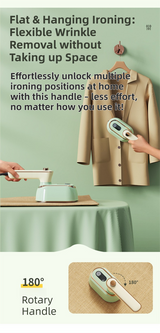 Green Foldable Handheld Garment Steamer & Portable Steam Iron - 15g/min & 70ML Travel Steamer for Apartment Living and Holiday Trips - Rear View