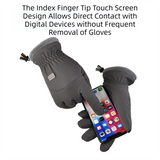 2-Pair Grey Thermal Winter Gloves for Men and Women - Waterproof Windproof & Touchscreen Compatible Gloves for Skiing, Cycling & Winter Travel(L Size) - Front View