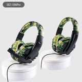 Camouflage Green Over-Ear Wired Gaming Headset with Microphone - Direct Plug-in E-Sports Headphones for PC, Console & Mobile Gaming - Front View