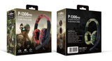 Camouflage Green Over-Ear Wired Gaming Headset with Microphone - Direct Plug-in E-Sports Headphones for PC, Console & Mobile Gaming - Top-Down View