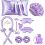 12-Piece Heatless Hair Curler Set for Damage-Free Curls & Comfortable Sleep - Soft Sponge Sleep-In Rollers for DIY Styling (Purple)
