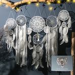 5-Piece Bohemian Handmade Dreamcatcher Wall Hanging Set (White) - Nordic Style Feather Room Decor with Premium Gift Box