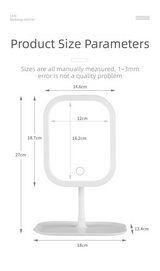 Portable LED Makeup Mirror with Integrated Fill Light & Storage Chassis - 360°Rotatable High-Definition Stylish Tabletop Vanity Mirror(White) - 45-Degree Angle