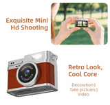 Retro Style Ultra-Mini Thumb Cam for Vlogging (White) - Portable Digital Photo & Video Recorder with 32GB Memory Card & 0.96" Screen, Free Wearable Keychain & Necklace