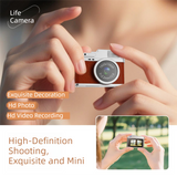 Retro Style Ultra-Mini Thumb Cam for Vlogging (Black) - Portable Digital Photo & Video Recorder with 32GB Memory Card & 0.96" Screen, Free Wearable Keychain & Necklace