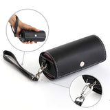 Portable 7-Day Weekly Travel Pill Organizer with Black PU Leather Pouch - 14 Colorful Compartments AM/PM Medication Planner, Dustproof & Light-Shielding - Side View