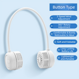 White Foldable Bladeless Neck Fan - Portable Turbine Fan with 3-Speed & 360° Flexible Silicone Hose for Travel, Office, and Outdoor Use