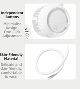 White Foldable Bladeless Neck Fan - Portable Turbine Fan with 3-Speed & 360° Flexible Silicone Hose for Travel, Office, and Outdoor Use