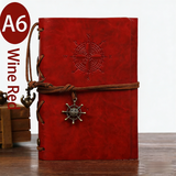 2-Pack A6 Nautical Vintage PU Leather Student Notebook - Pirate Style Strapped Diary with 150 Pages of Refillable Kraft Paper(Wine Red)