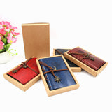 2-Pack A7 Nautical Vintage PU Leather Student Notebook - Pirate Style Strapped Diary with 150 Pages of Refillable Kraft Paper(Brown) - Side View