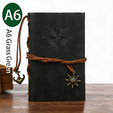 2-Pack A6 Nautical Vintage PU Leather Student Notebook - Pirate Style Strapped Diary with 150 Pages of Refillable Kraft Paper(Grass Green)