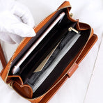 Pink Women's Long Buckle Closure Wallet - PU Lether Large Capacity Multi-Slot Card Holder & Purse Combo wIth Wristband