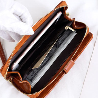 Wine Red Women's Long Buckle Closure Wallet - PU Lether Large Capacity Multi-Slot Card Holder & Purse Combo wIth Wristband
