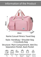 Pink Lightweight & Waterproof Sports Gym Bag with Separate Shoe Compartment, Adjustable Strap and Multiple Pockets - Large-Capacity Travel Duffel for Workout, Business & Getaways