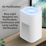 White Compact Desktop Air Purifier with Dual Activated Carbon Filter - Ultra-Quiet Air Cleaner for Home & Office, Powerful 50 m³/h Airflow, Effectively Removes Odor, Smoke, Dust, Pollen & Pet Dander - Front View