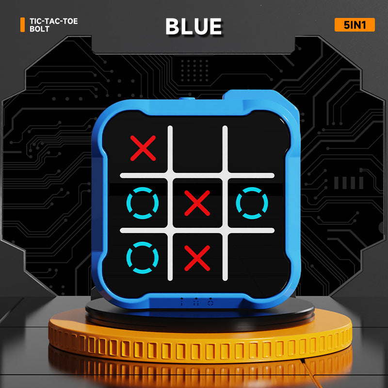 Blue All-in-One Tic-Tac-Toe Desktop Game - Portable Family Interactive Board Toy, Brain Training Puzzle & Travel-Friendly Strategy Game