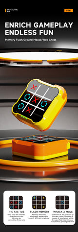 Pink All-in-One Tic-Tac-Toe Desktop Game - Portable Family Interactive Board Toy, Brain Training Puzzle & Travel-Friendly Strategy Game - Rear View