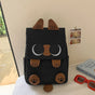 Black Lightweight Nylon Waterproof Schoolbag for Children - Large Capacity Daypack with Ugly-Cute Cat Design