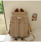 White Lightweight Nylon Waterproof Schoolbag for Children - Large Capacity Daypack with Ugly-Cute Cat Design - Side View