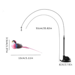 Interactive Self-Play Cat Wand with Suction Base - Automatic Bouncing Teaser Including Bell & 3 Bird Attachments(Pink)