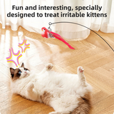 Interactive Self-Play Cat Wand with Suction Base - Automatic Bouncing Teaser Including Bell & 3 Bird Attachments(Yellow) - Front View