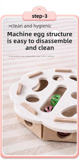 White Felt Puzzle Flower Shape Box Cat Toy with 2 Metal Bell Balls - Scratch-Resistant & Interactive Hide-and-Seek Toy, Brain Stimulating Fun - Top-Down View