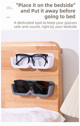 3-Pack Wall-Mounted Glasses Organizer - PET Bedside Bathroom Eyewear Storage Shelf, Anti-Pressure & Space-Saving(Transparent) - Front View