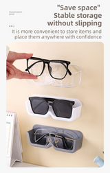 3-Pack Wall-Mounted Glasses Organizer - PET Bedside Bathroom Eyewear Storage Shelf, Anti-Pressure & Space-Saving(Transparent) - Side View