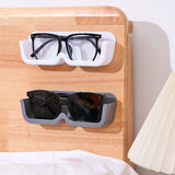 3-Pack Wall-Mounted Glasses Organizer - PET Bedside Bathroom Eyewear Storage Shelf, Anti-Pressure & Space-Saving(Transparent) - 45-Degree Angle