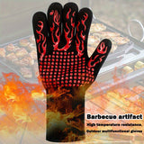 One Pair Grey Extreme Heat Resistant BBQ Gloves (800°C/1472°F) - Non-Slip Silicone Coated Fireproof Mitts for Smoker, Oven & Industrial Use - Front View