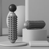 Grey Portable Electric Yoga Massage Roller - Handheld Fitness Recovery Tool, Deep Tissue Muscle Relaxer & Fascia Release Stick