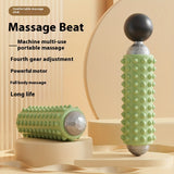 Grey Portable Electric Yoga Massage Roller - Handheld Fitness Recovery Tool, Deep Tissue Muscle Relaxer & Fascia Release Stick - Front View