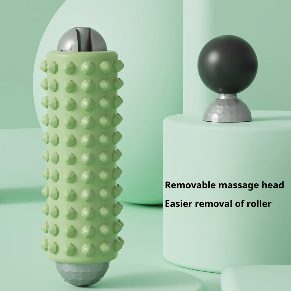 Grey Portable Electric Yoga Massage Roller - Handheld Fitness Recovery Tool, Deep Tissue Muscle Relaxer & Fascia Release Stick