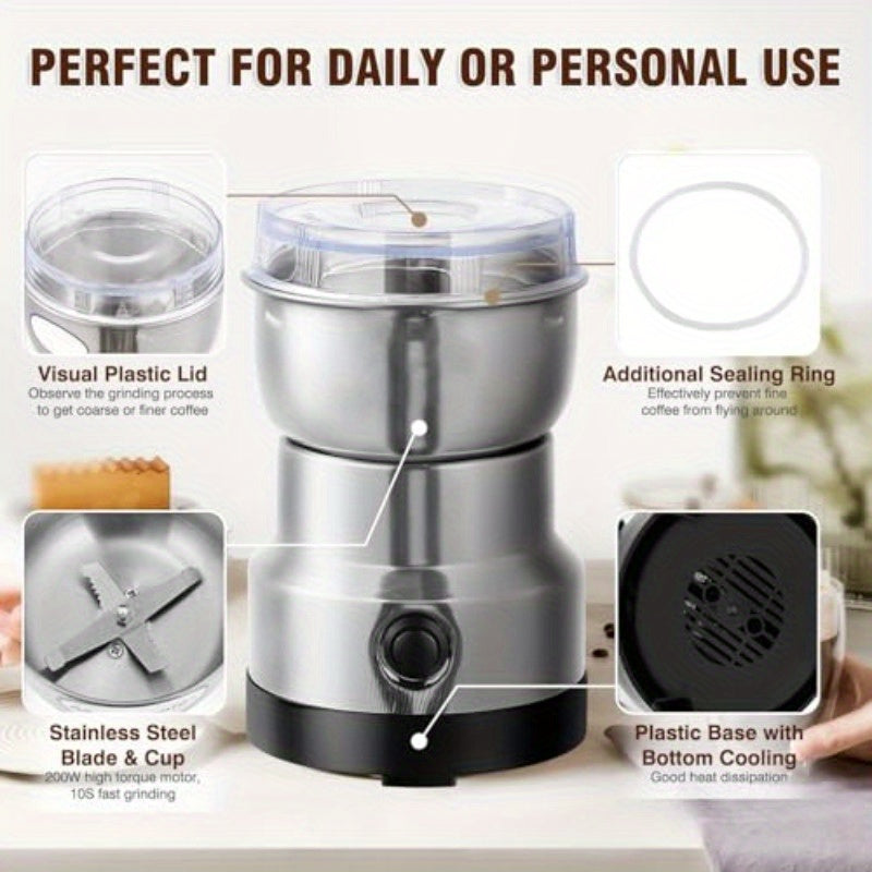 Compact Electric Grinder and Pulverizer - Multi-Functional Ultra-Fine Kitchen Mill for Nut, Grains, Spices, Coffee Beans