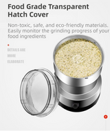 Compact Electric Grinder and Pulverizer - Multi-Functional Ultra-Fine Kitchen Mill for Nut, Grains, Spices, Coffee Beans - Side View