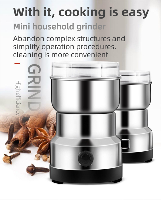 Compact Electric Grinder and Pulverizer - Multi-Functional Ultra-Fine Kitchen Mill for Nut, Grains, Spices, Coffee Beans