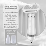 White 6-in-1 Pet Grooming Hair Dryer with Noise-Reduction - Lightweight Handheld Blow Dryer & Mist Slicker Brush - 3-Speed Temperature Control, One-Click Deshedding & Painless Massage