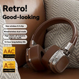 Black & Sliver Stylish Retro Wireless Bluetooth & Plug Hi-Fi Stereo Headphones - Glowing LED Gaming Sports Over-Ear Headset with 10m Range, TypeC-Charging