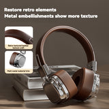 Black & Sliver Stylish Retro Wireless Bluetooth & Plug Hi-Fi Stereo Headphones - Glowing LED Gaming Sports Over-Ear Headset with 10m Range, TypeC-Charging - Top-Down View