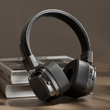 All-Black Stylish Retro Wireless Bluetooth & Plug Hi-Fi Stereo Headphones - Glowing LED Gaming Sports Over-Ear Headset with 10m Range, TypeC-Charging