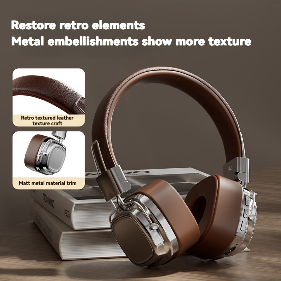 All-Black Stylish Retro Wireless Bluetooth & Plug Hi-Fi Stereo Headphones - Glowing LED Gaming Sports Over-Ear Headset with 10m Range, TypeC-Charging